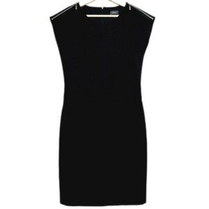 MEXX \ Zipper Shoulders Sheath Black Mini Dress Modern LBD Sz M / Eur 38
